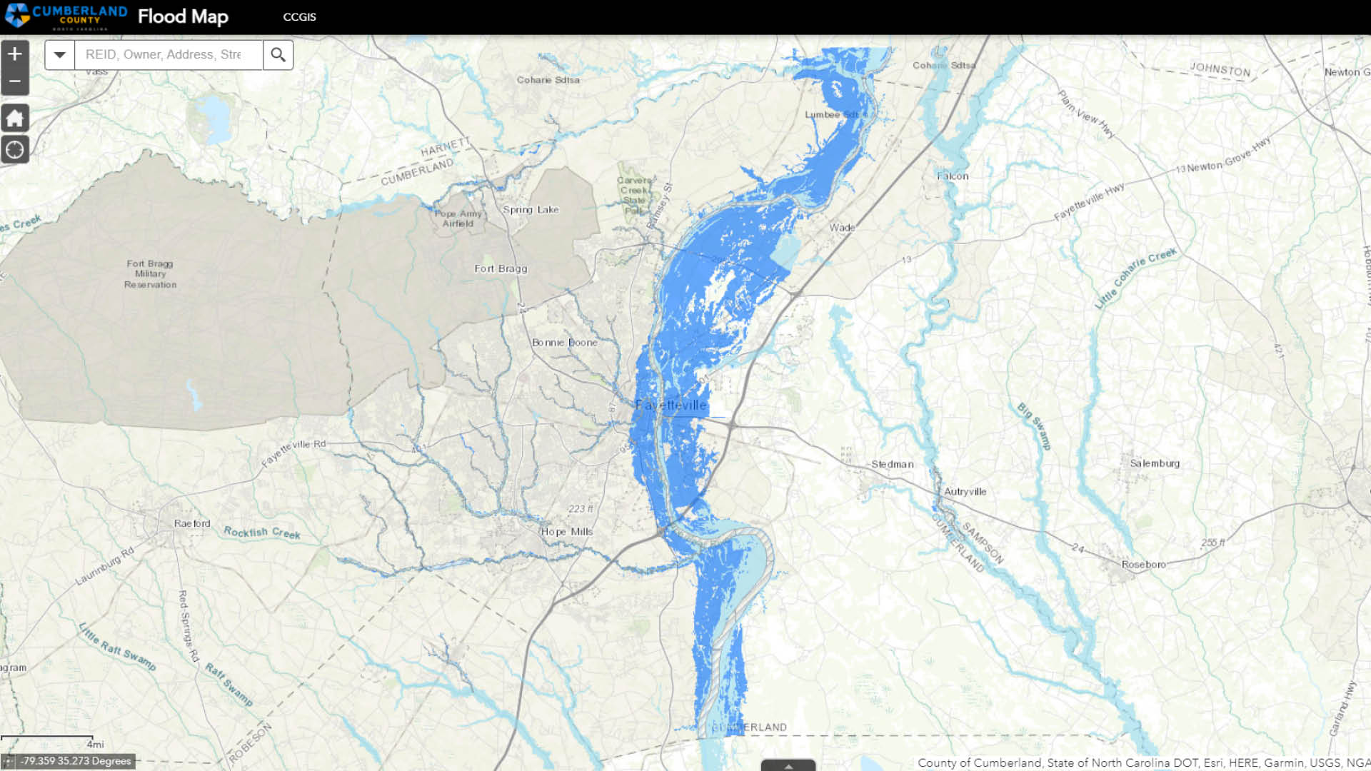 Portion of a Cumberland County flood map.