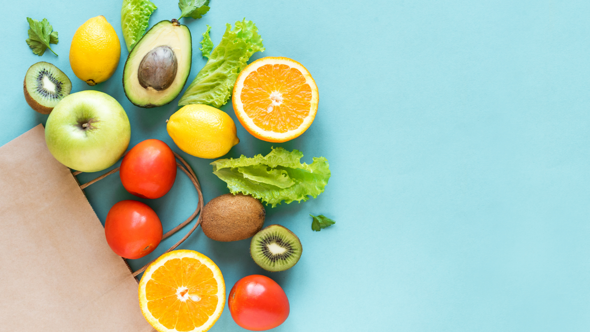 healthy foods in paper grocery bag