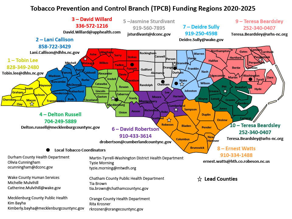 Tobacco Prevention and Control Branch (TPCB) Regional Map