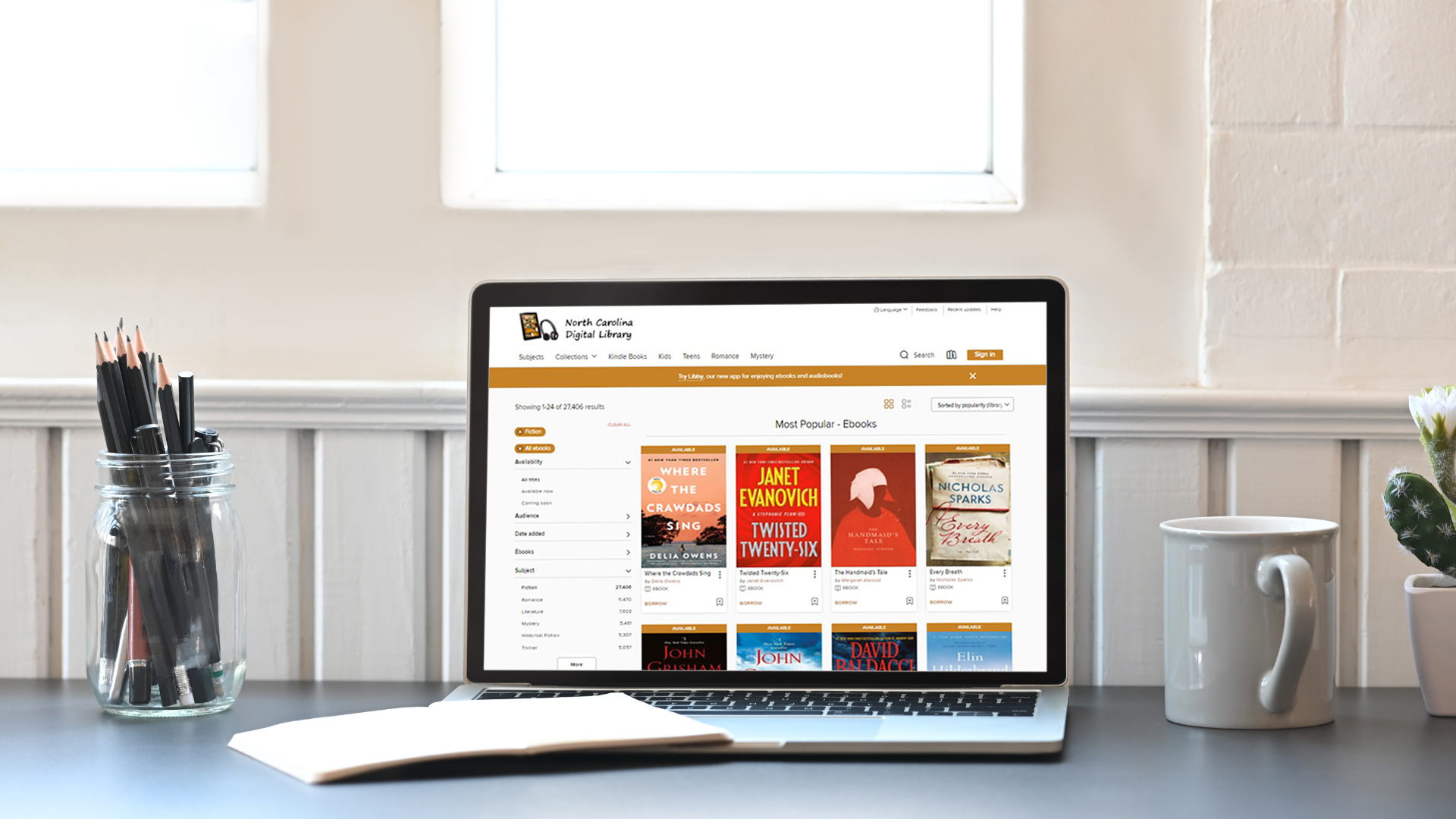 Laptop displaying e-books