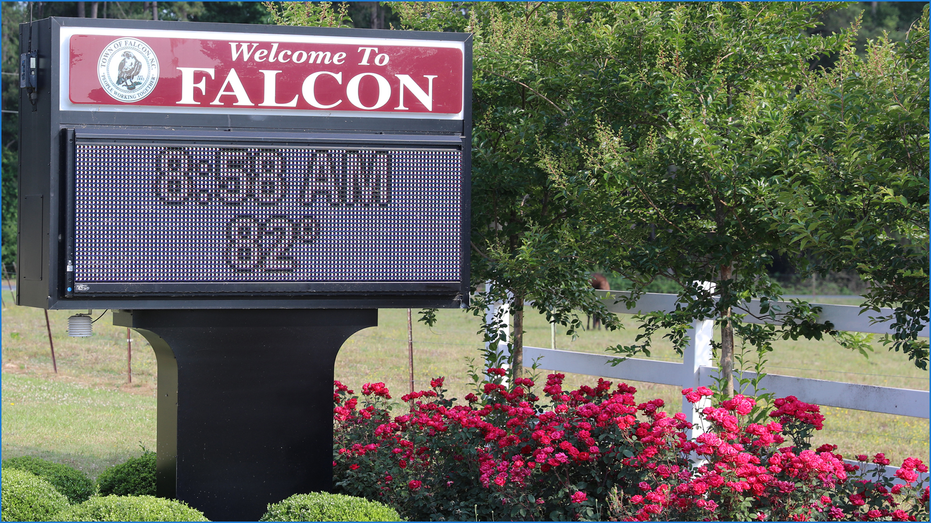 Falcon town sign